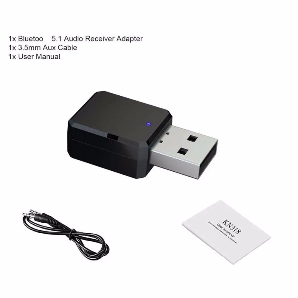 USB Wireless Bluetooth-compatible ​Receiver Adapter Music Speakers 35mm AUX Car Hands-free Call Stereo Audio For TV |