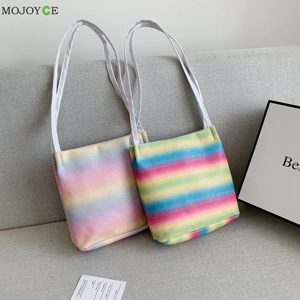 

Модная женская цветная Яркая сумка для покупок через плечо, повседневные женские тканевые дорожные сумки, сумки-тоуты с радужным принтом