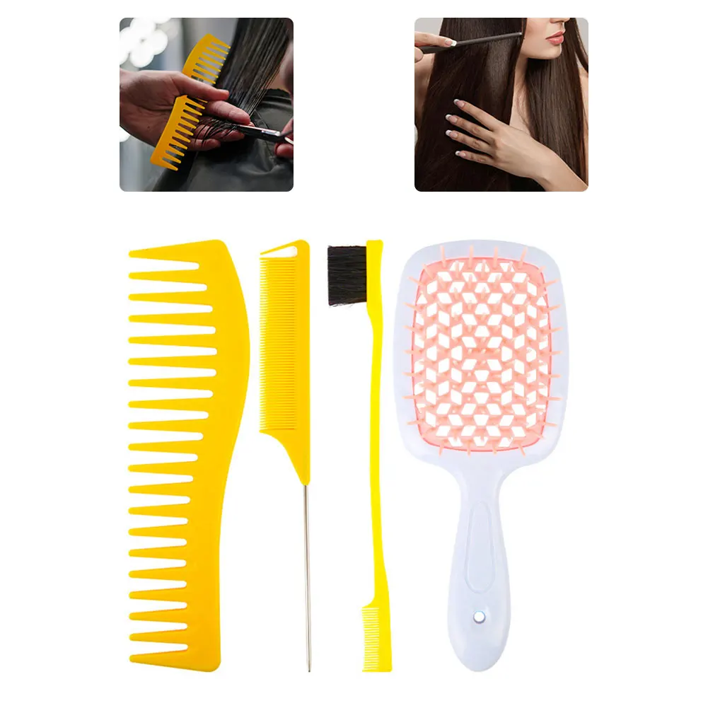 

4PCS Hair Brush Set Scalp Massage Comb Set Air Cushion Comb Pointed Tail Wide Tooth Comb for DIY Hairdressing Home Salon
