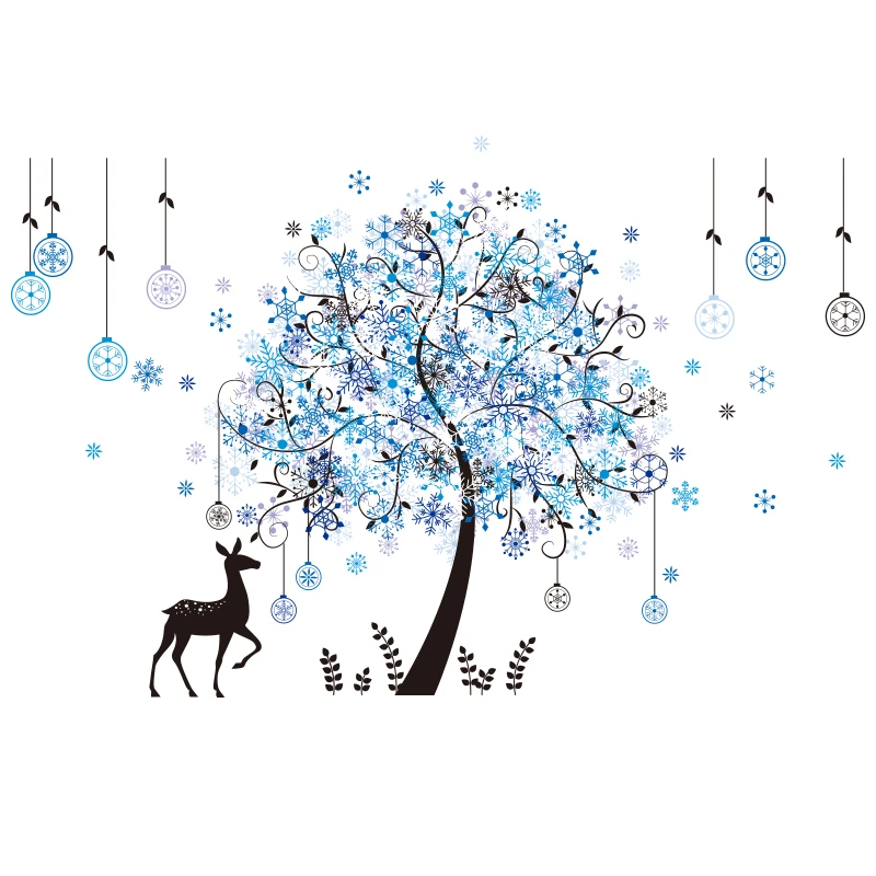 [SHIJUEHEZI] Креативные деревья олень волк наклейки на стену DIY животные настенные для