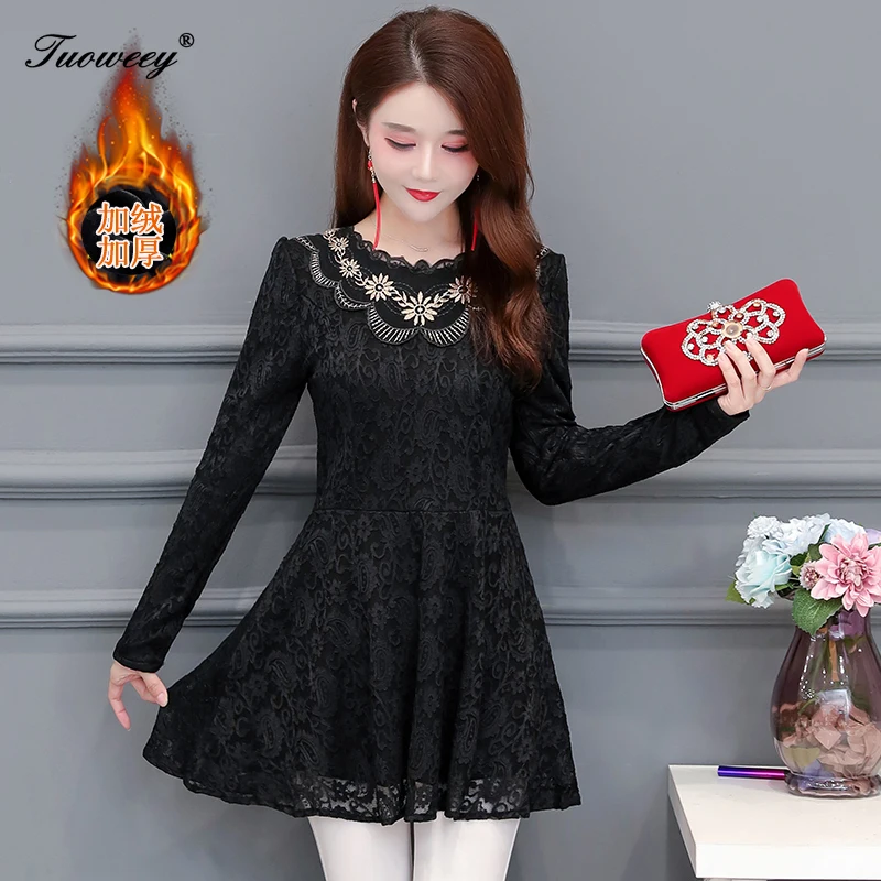 

Plus Size Women black Blouses Shirts Sexy flower Hollow Out Long Sleeve Blouse Lady Elegant Floral Embroidery Elastic Shirt Tops