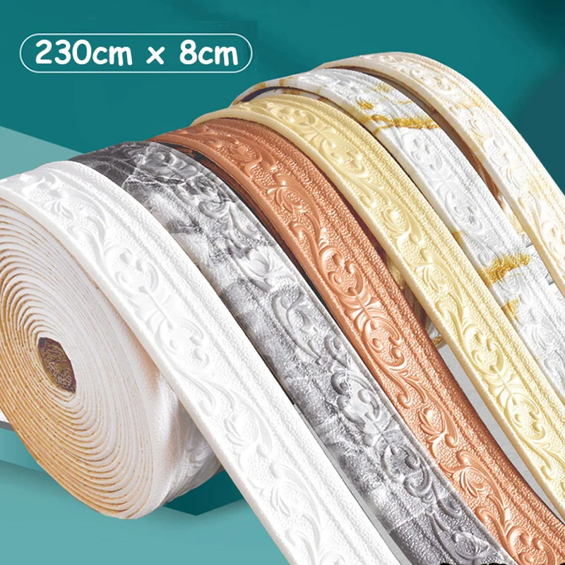 

3D Foam Wall Stickers Self Adhesive Waterproof Baseboard Wallpaper Border Wall Sticker Living Room Bedroom Home Wall Decorations
