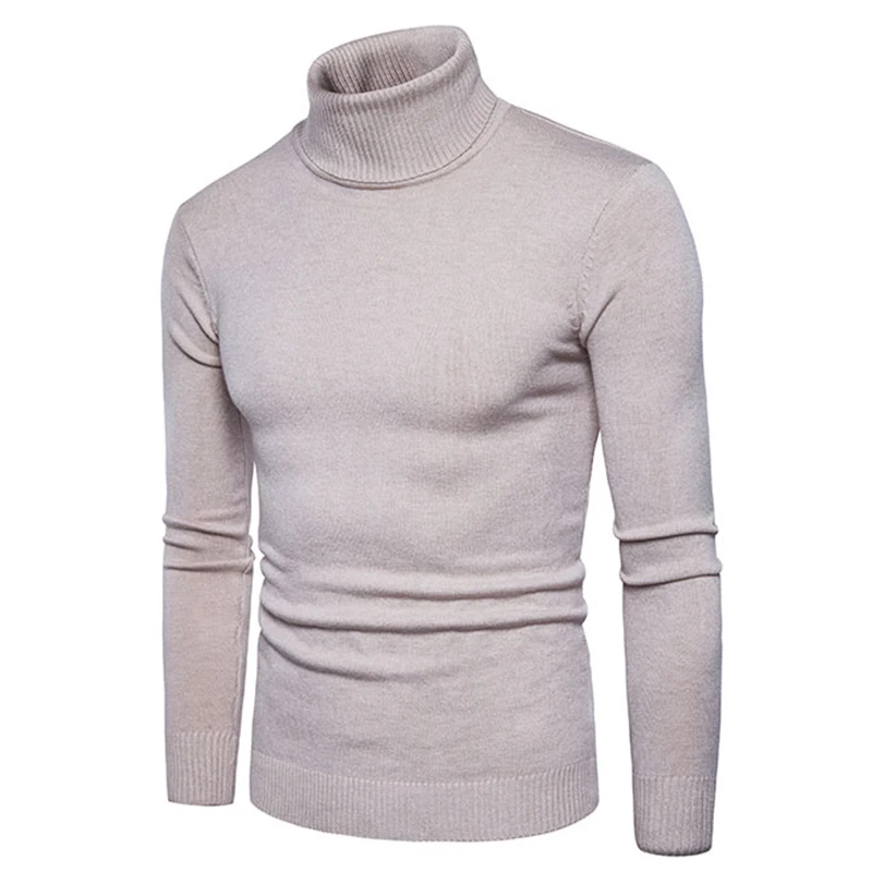 

Мужской Однотонный свитер из полиэстера, облегающая теплая водолазка с длинными рукавами, повседневные Пуловеры стандартной толщины, Новинка для зимы