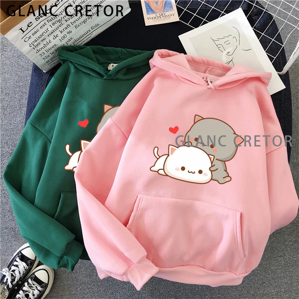 

Print Cute Cat Hoodies women Sweatshirt Kawaii Hoodies for Women's tops Hoody Long Sleeve Pullovers harajuku streetwear