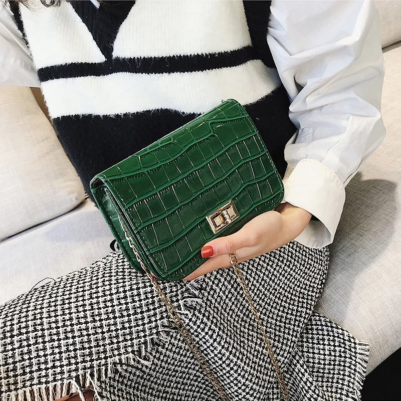 

Top Quality Luxury Brand 2021 Women New Shoulder Bags Crocodile Print Crossbody Bag Chain Solid Color Ladies Purses Bolso Mujer