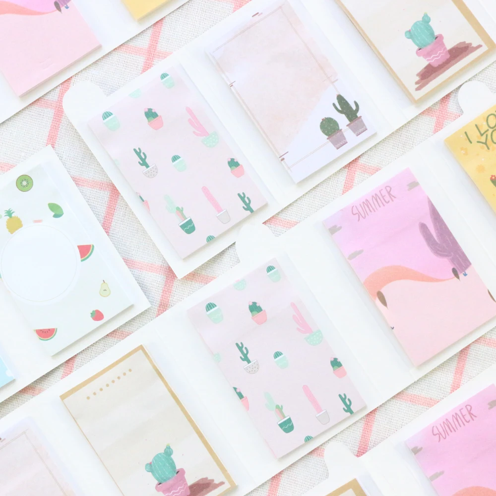 Domikee новый милый мультфильм кактус школьник складной липкий коврик для записей