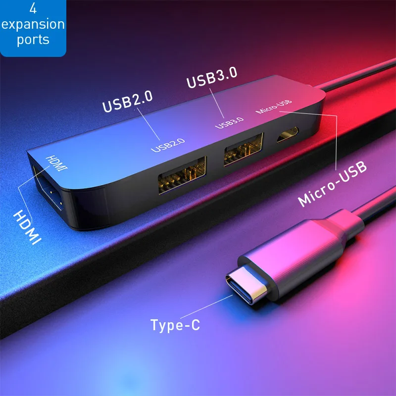 VLAMPO высокоскоростной адаптер с разъемом Type C для HDMI + USB3.0 USB2.0 Micro USB 4 порта 3 0