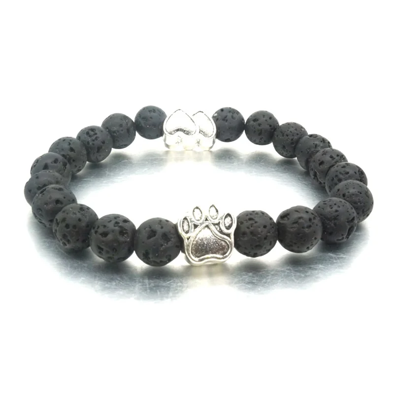 Браслет с бусинами из черного лавового камня 8 мм | Украшения и аксессуары