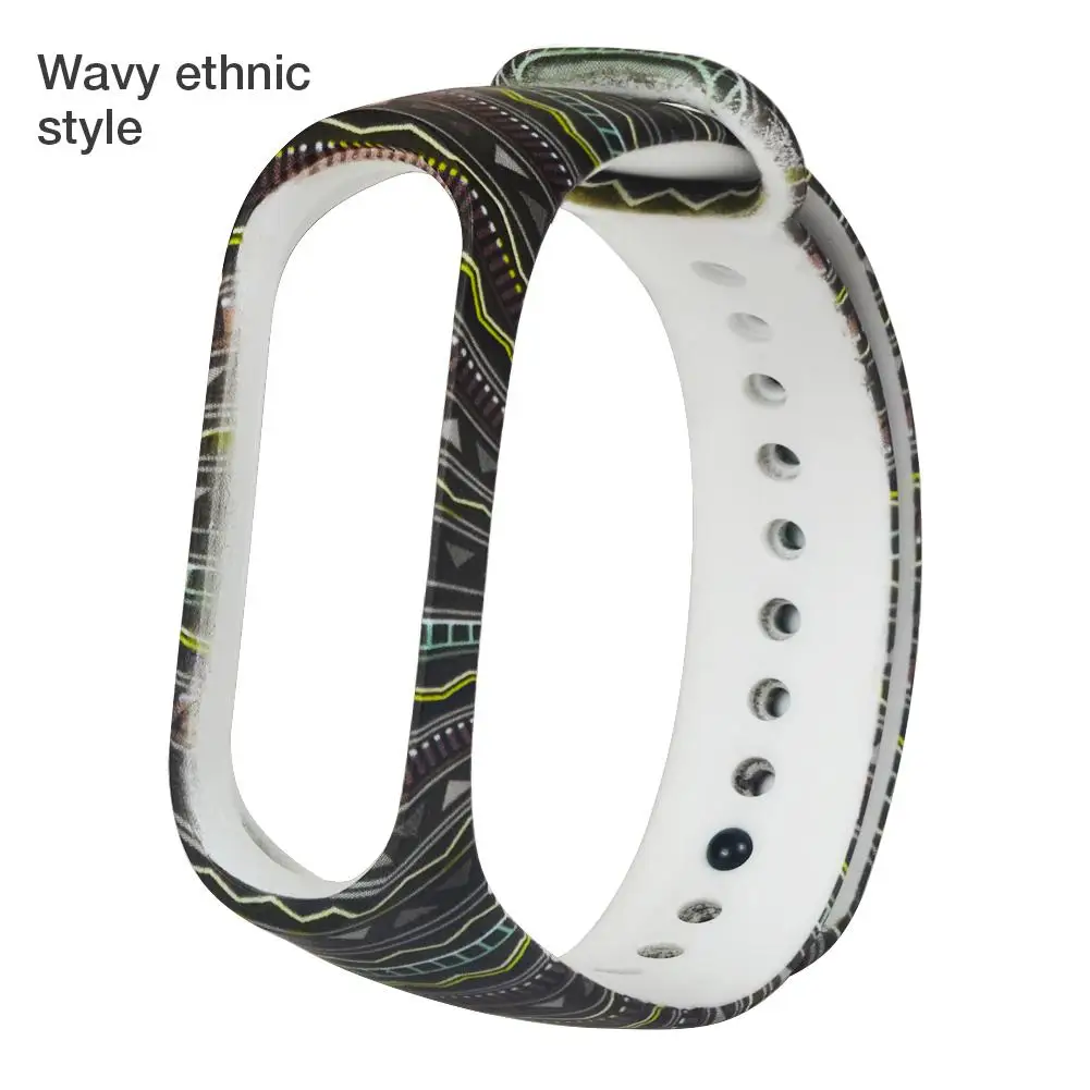 Wavy ethnic style Силиконовый ремешок для Xiaomi Band 4 M4 в виде браслета с персональной надписью сменный спортивный наручный ремешок для Xiaomi браслет - Цвет: Wavy ethnic style