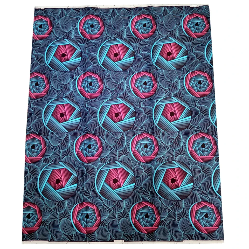 

Beautiful Vintage African Wax Print Fabric 6 Yards Ankara Mitex Wax Print/ African Fabrics Kitenge In Blue LBL-43