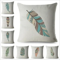 nordic style feather cushion cover for sofa home decor throw print geometric