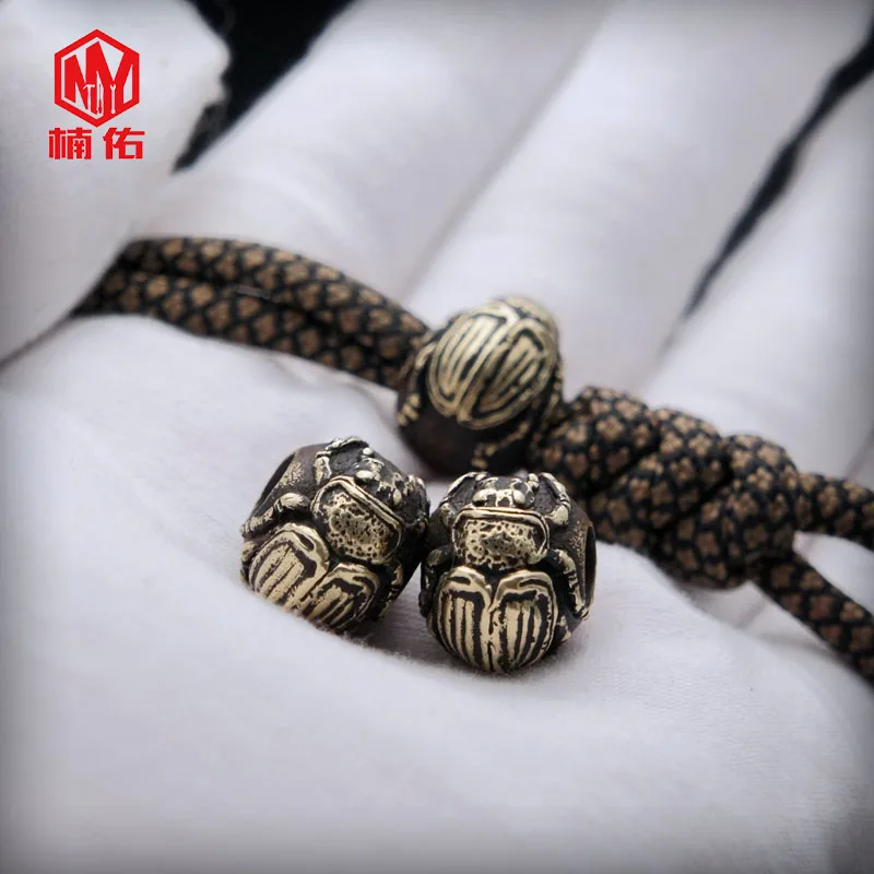 

1PC Handmade Creative Funny Retro Bronze Dung Beetles EDC Paracord Beads Umbrella Rope Cord Lanyard Pendants Knife Beads