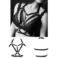 black womens belt harness bra garters bondage accessories punk goth leather sword belt suspender pole dance rave wear costume