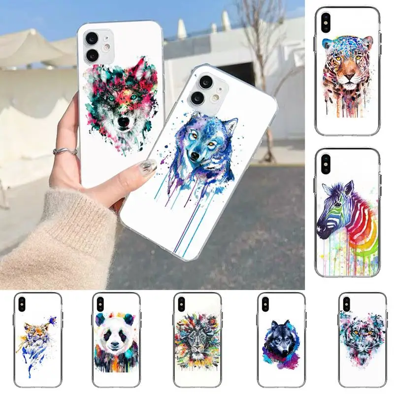 

Animals Flowers Tiger Lion Owl Deer Painting Art Phone Case for iPhone 11 12 13 mini pro XS MAX 8 7 6 6S Plus X 5S SE 2020 XR