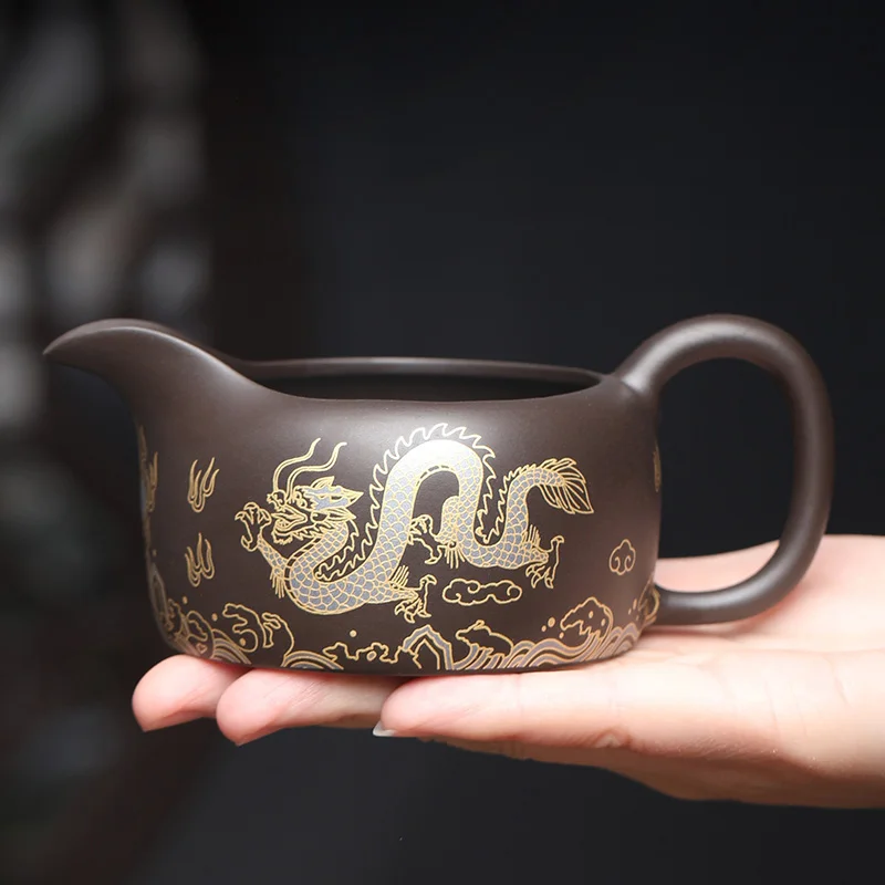 

150ml Vintage Tea Cup Yixing Purple Clay Dragon Fair Cup Tea Ceremony Teaware Accessories Chahai Coffee Mug Creative Mugs Gift