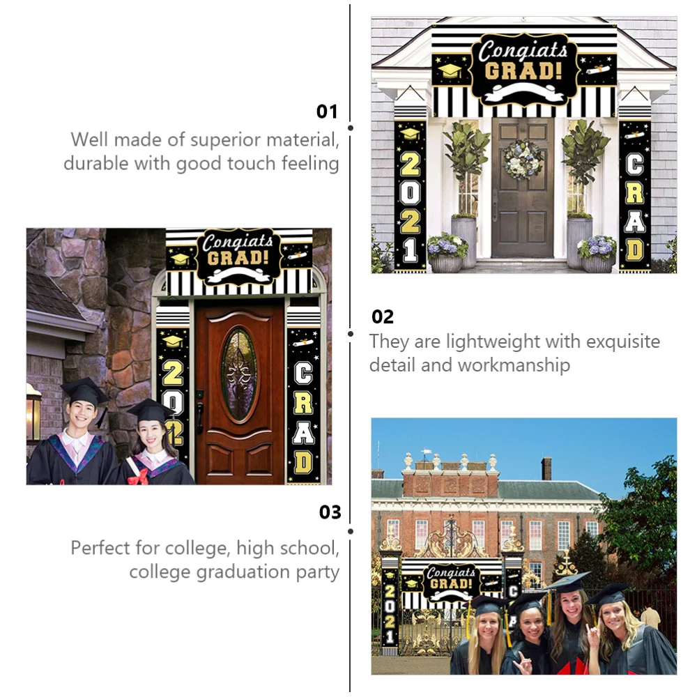 

3pcs 2021 Graduation Banners Couplets Door Background Banners Party Curtains