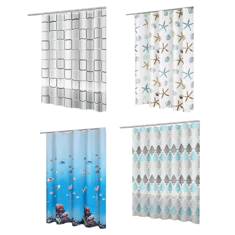 

Водонепроницаемая занавеска для душа с крючками, аксессуары для ванной комнаты, нетоксичные, без запаха