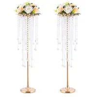 Golden Acrylic Crystal Dining Table Candlestick Centerpieces Flowers Road Lead Candelabra Wedding Party Porps Home Decorations