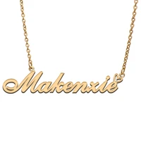 love heart makenzie name necklace for women stainless steel gold silver nameplate pendant femme mother child girls gift