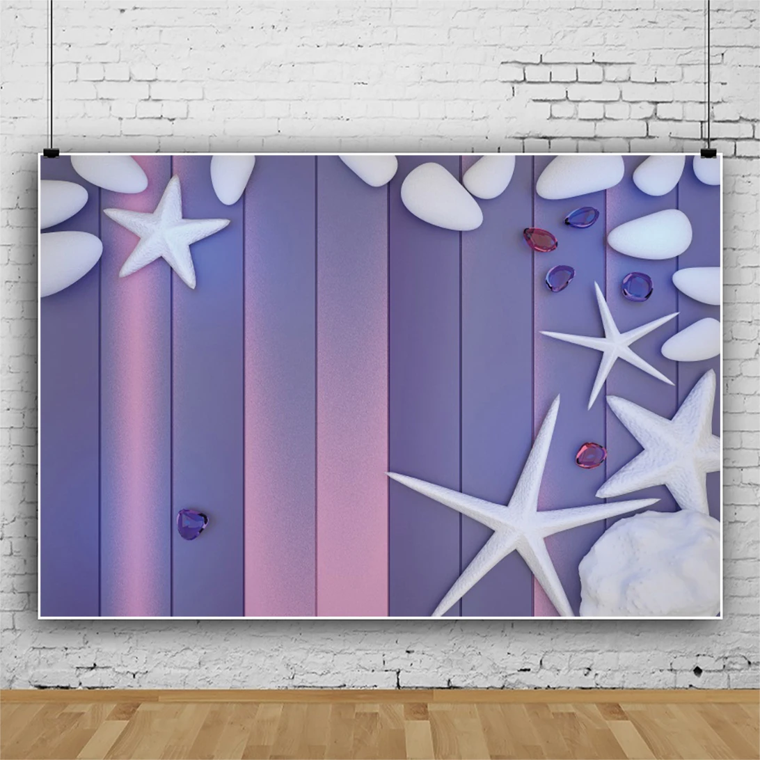 

Laeacco Wood Board Pattern Texture Starfish Stone Crystal Baby Shower Photography Backdrop Photo Studio Photographic Backgrounds