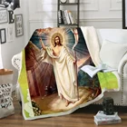 Одеяло с забавным персонажем Иисуса, 3d-принт, шерпа, одеяло на кровать, домашний текстиль, сказочный стиль