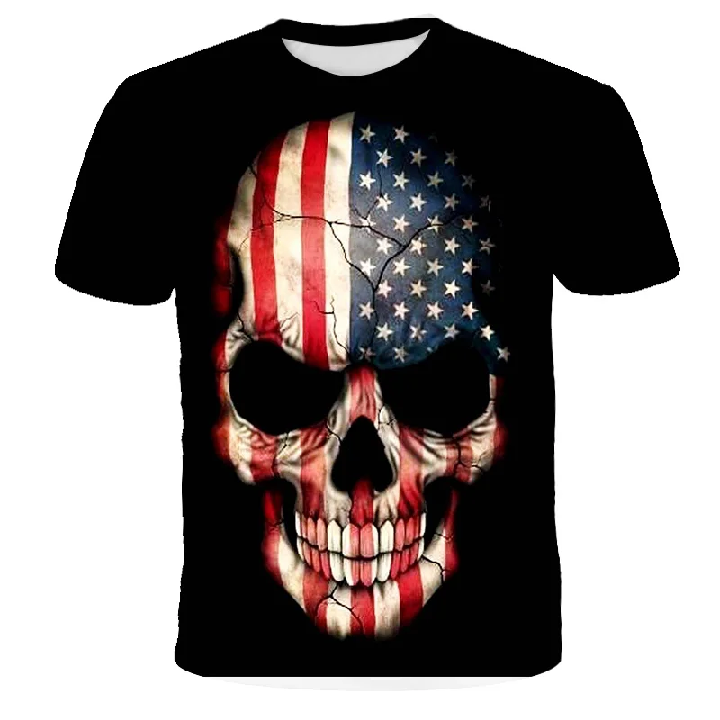 

2021 Summer Skull Print Children Clothes Boys Girls New Short Sleeve T-Shirt 3D Printed Tops Casual Breathable Funny T Shirts