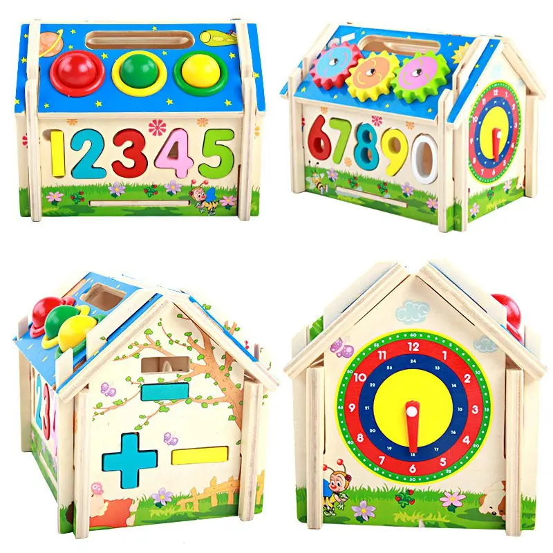 Wooden Building Toy Set Blocks Playset for Kids Girl Boy Educational Toys DIY Creative Baby | Игрушки и хобби
