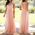 Винтажное кружевное лоскутное длинное платье, размера плюс, S-5XL, свадебное, для подружки невесты, вечерние нее, макси-платье, розовый
