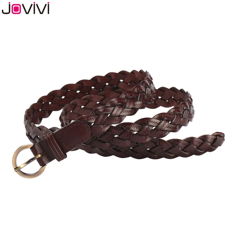 Jovivi 1x пояса из натуральной кожи женские плетеные ремни из воловьей кожи тонкие женские ремни для женщин джинсовое платье модный ремень подарок на день рождения