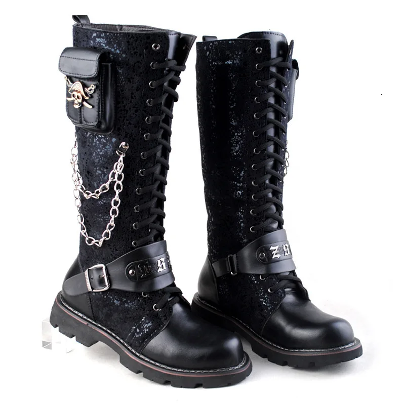 

Locomotive Boots Silver Boots High Boots Male Long