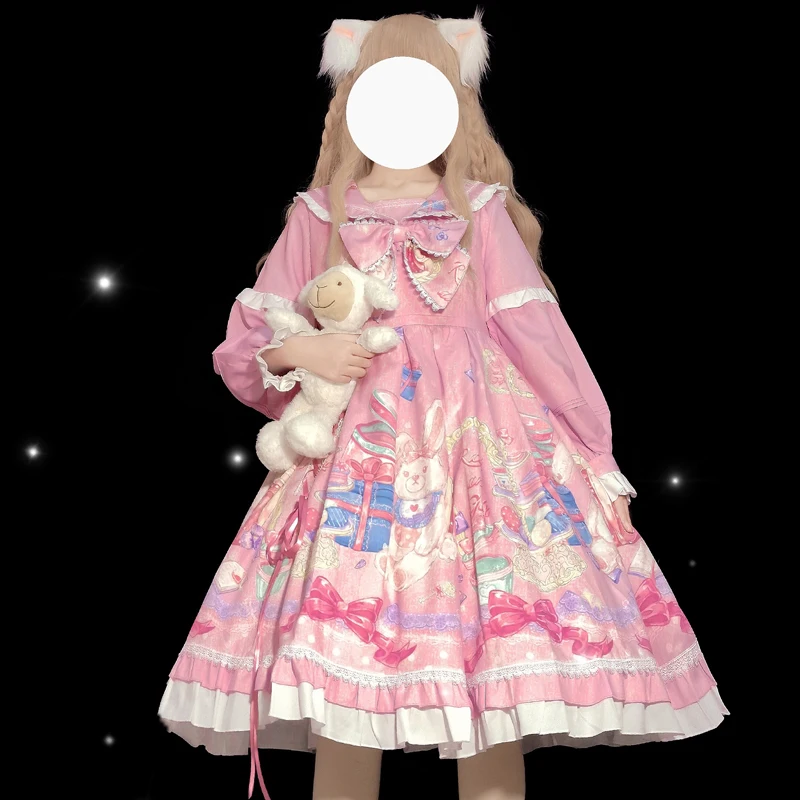 

Платье в стиле японской Лолиты для девочек, милое платье с воротником в морском стиле, фиолетовое/синее платье в стиле Лолиты