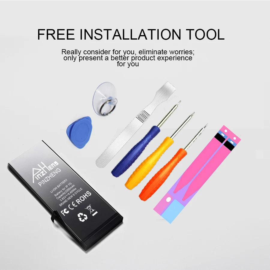 pinzheng high capacity phone battery for iphone 7 7p 6 6p se battery with tools kits 0 cycle replacement bateria free global shipping