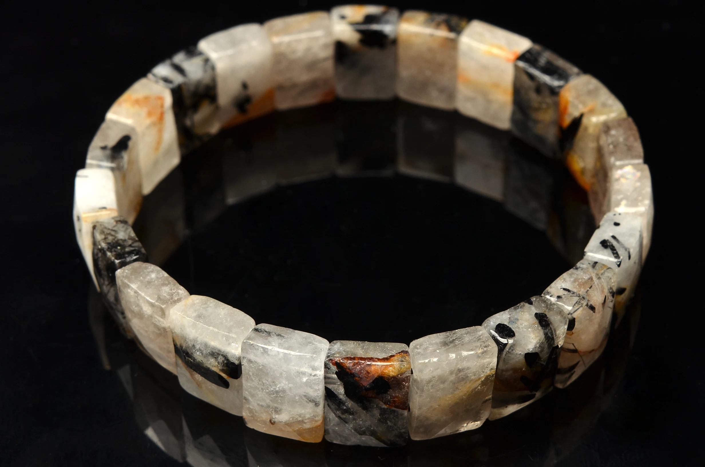 

Natural black rutilatde stone rectangle bracelet /natural stone bangle jewelry for woman for gift wholesale