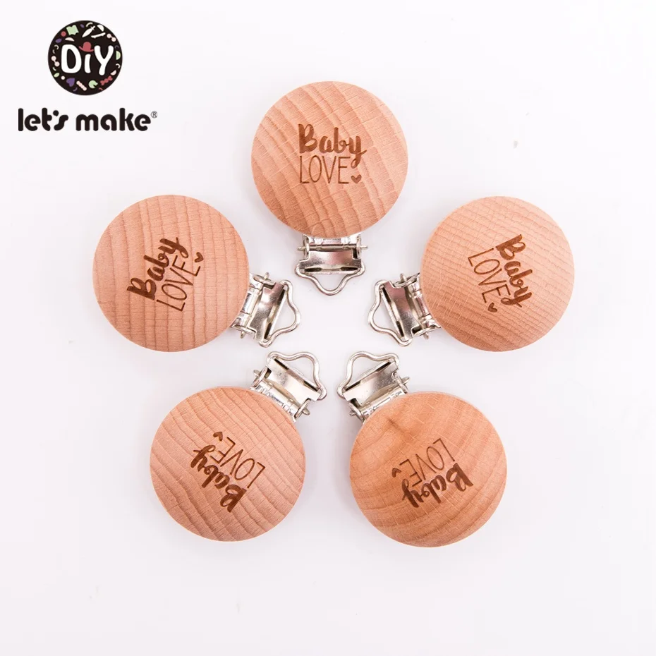 baby love Let's Make/пустышка-клипса, 20 шт., круглая деревянная гравировка на заказ, деревянная пустышка-клипса, нейтральный подарок для соски, цепочка для прорезывания зубов - Цвет: baby love