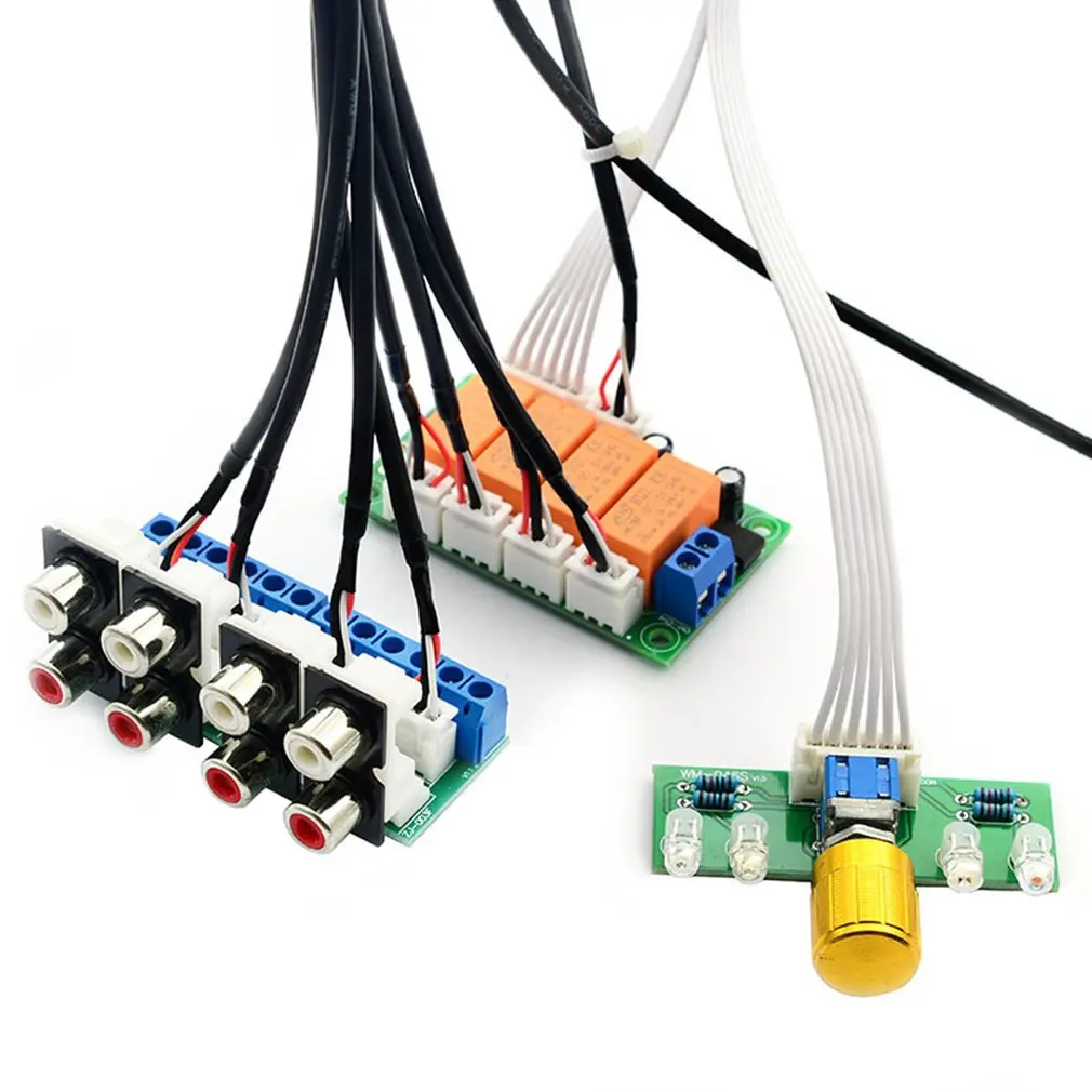 Реле 4-ходовой аудиовход сигнал Φ RCA плата выбора аудиовхода поворотного