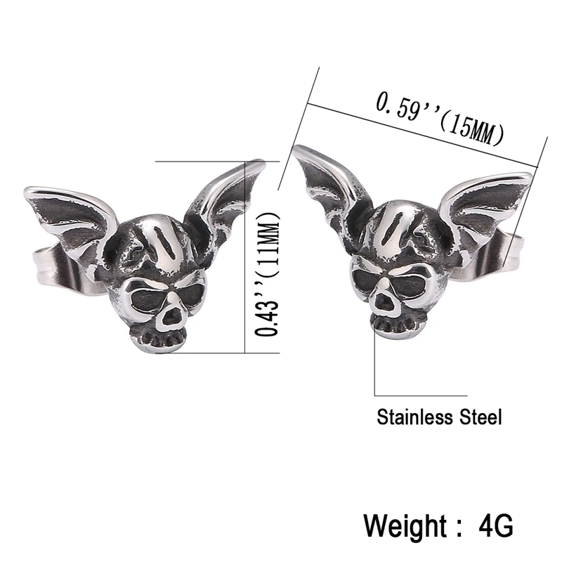 Серьги-гвоздики унисекс в стиле панк украшения виде черепа затычки из