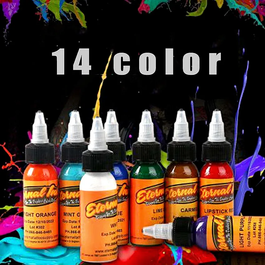 

30ml / bottle Tattoo Ink Set Make-up Art Pigments 14PCS Eyeliner Pen Tattoo Cosmetics Lip Gloss