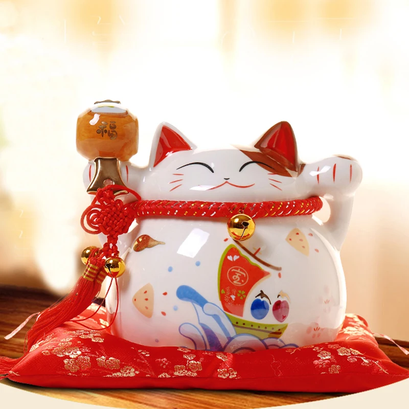 Счастливая кошка керамическая счастливая домашние украшения фарфоровая
