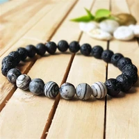 8mm natural lava stone beads handmade bracelet 7 5inch blessing wrist gemstone chakra lucky religious spirituality meditation