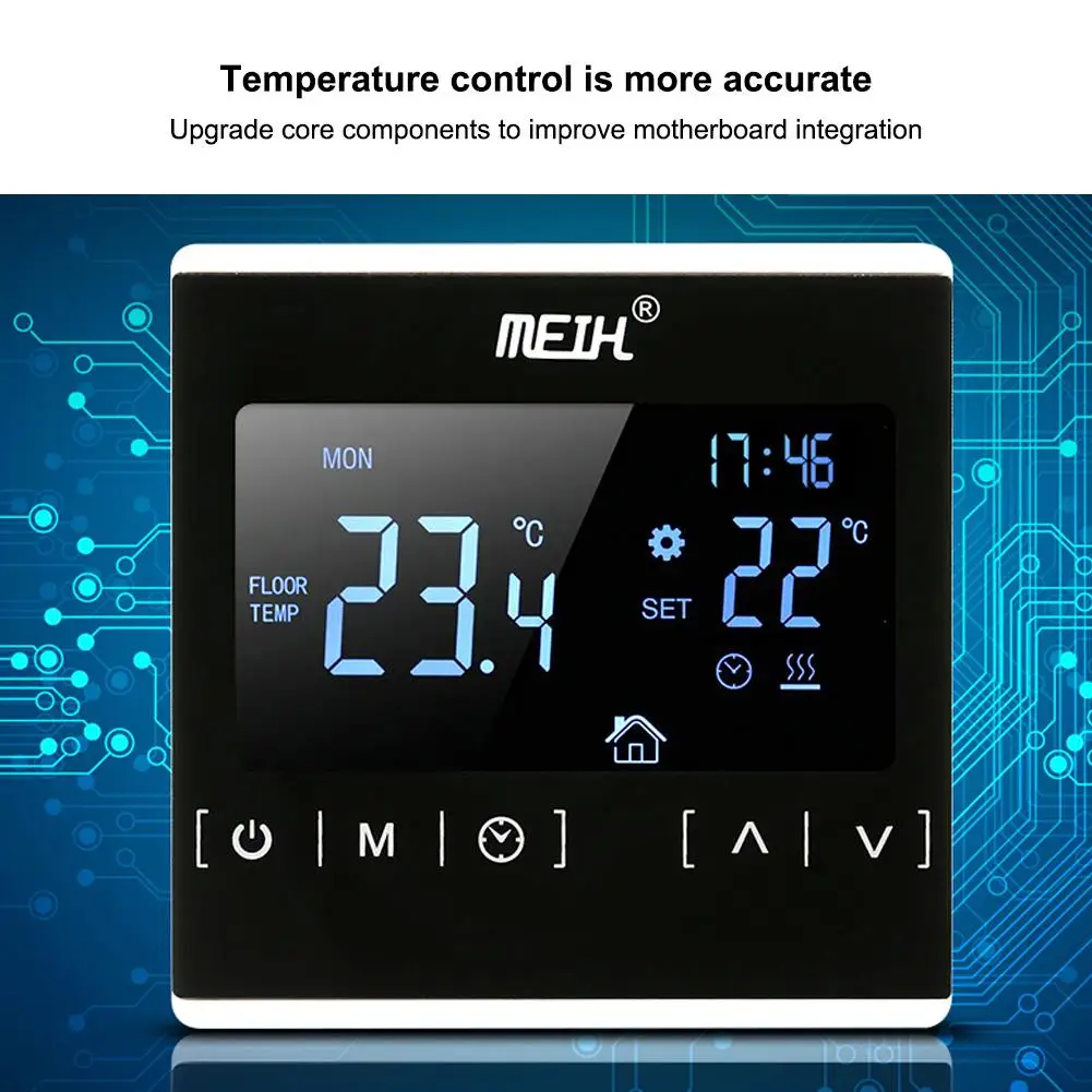 Термостат для подогрева пола с двойной температурой термостат черным сенсорным