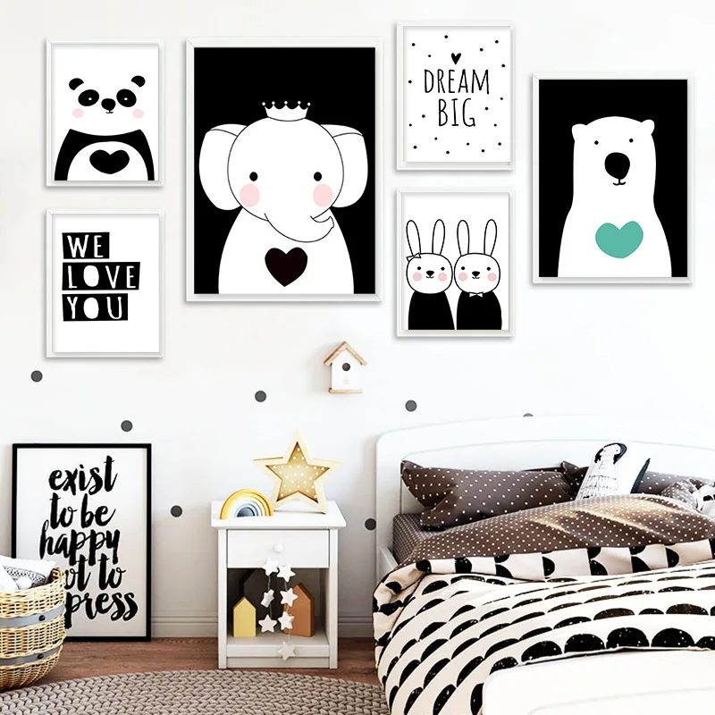 Картина на холсте мультяшная детская Настенная картина с милыми животными