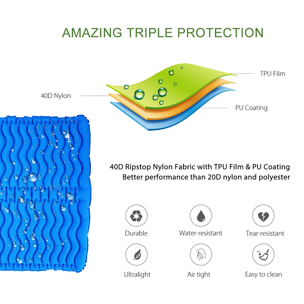 TOMSHOO коврик для кемпинга на открытом воздухе с подушкой ультра-легкий