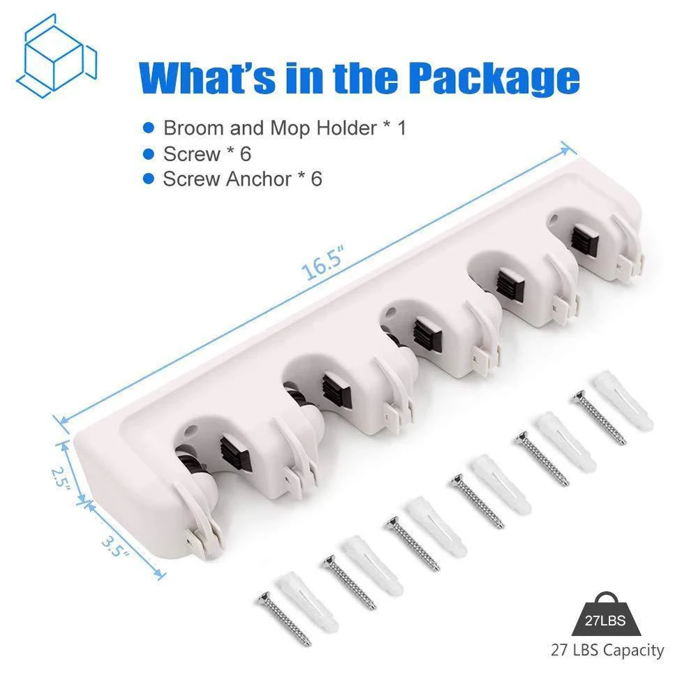 

Punch-free Mop Holder Plastic Wall Mounted Magic Mop Holder Storage Holder Multi-Functional Broom Holder Kitchen Storage