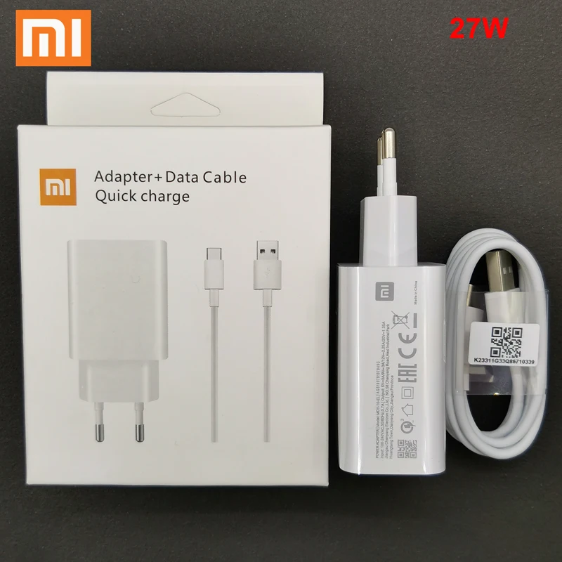 Быстрое зарядное устройство Xiaomi 27 Вт EU QC4.0 адаптер для быстрой зарядки type c кабель