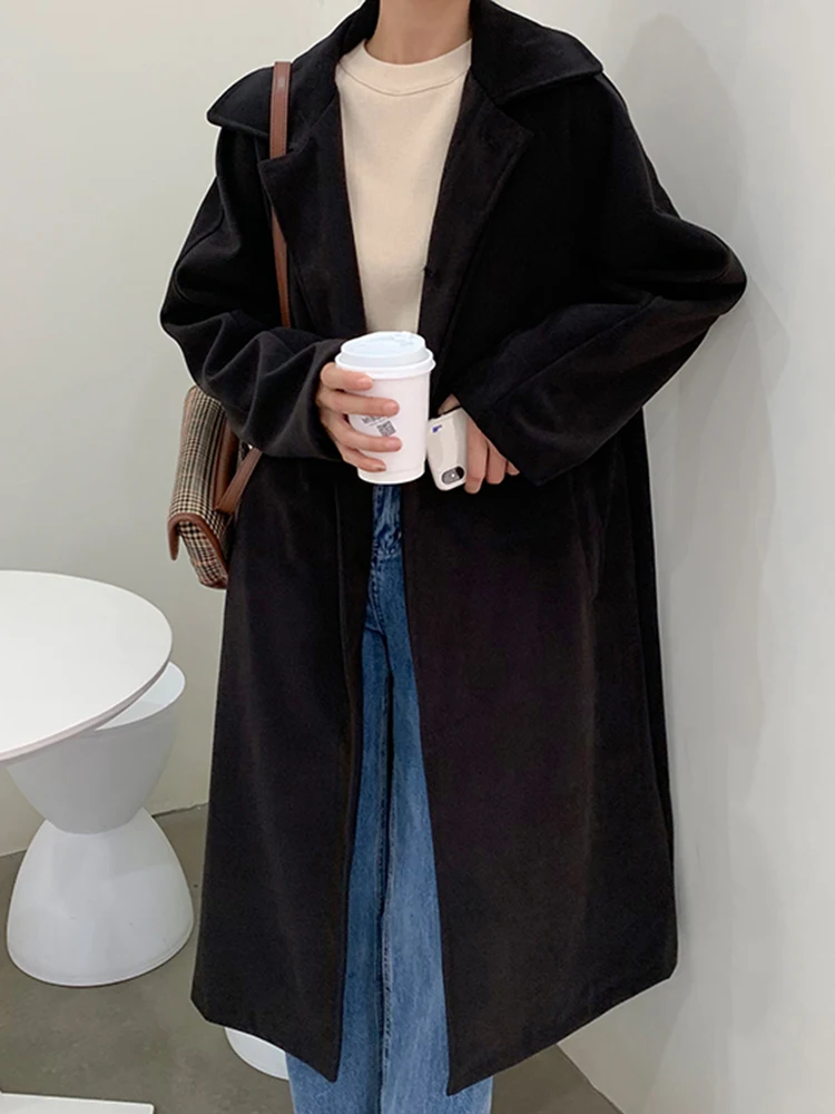 

Autumn And Winter Versatile Suit Woolen Coat Women's 2020 New Black Medium Length Small Thick Woolen Coat