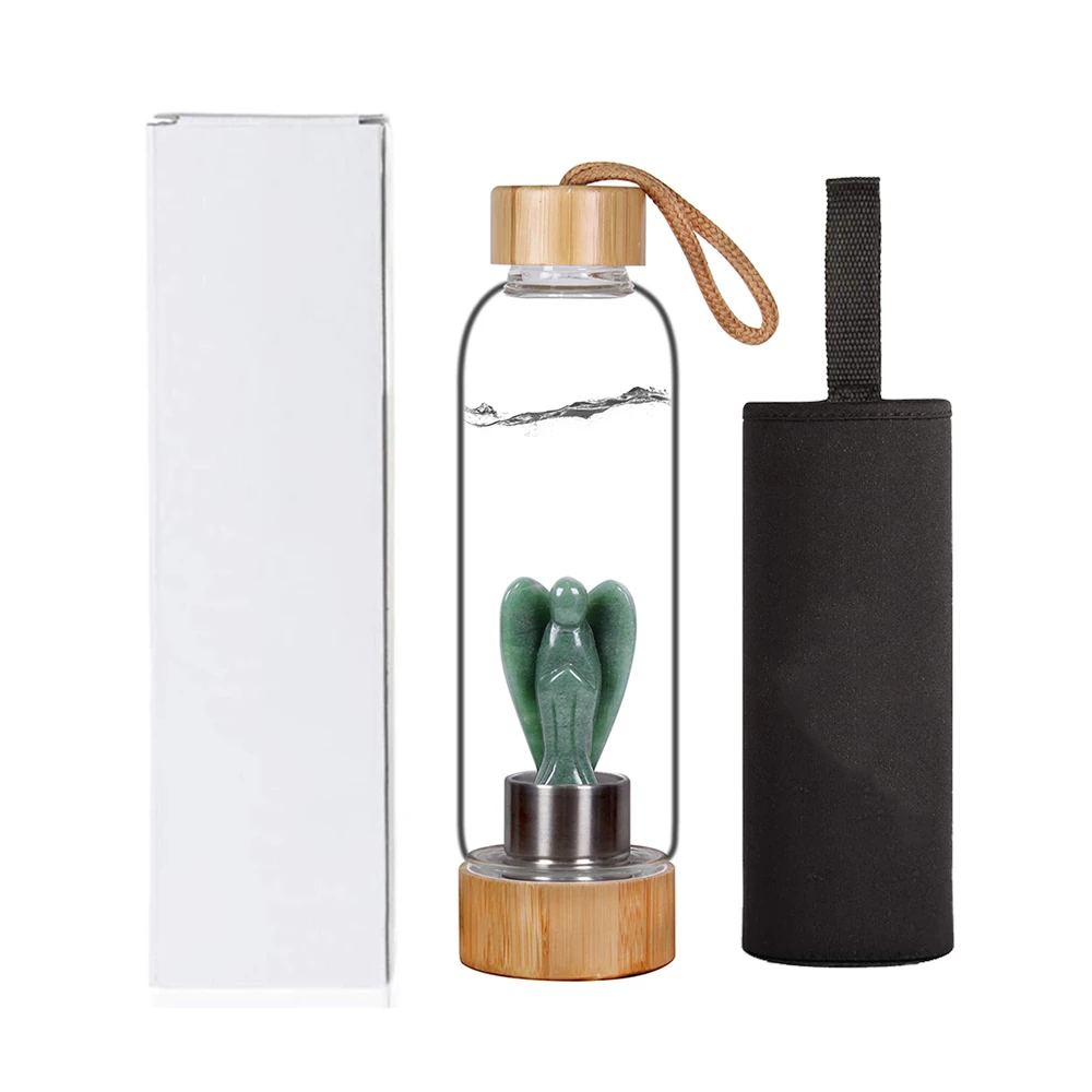 Натуральный кристалл Runyangshi 3 дюйма ангельский камень стеклянная бутылка воды