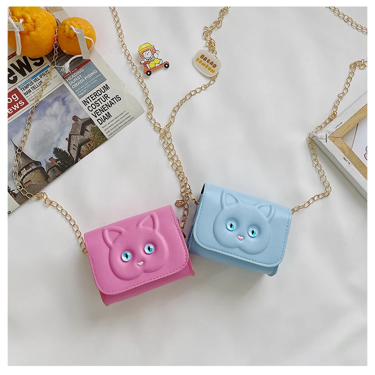 

Fashion Chain Girls Baby Mini Coin Purse Handbags Princess Wallet Square Shoulder Bag Lovely Cat Children's Small Crossbody Bags