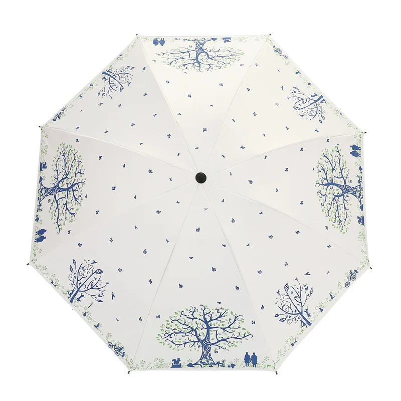 

Fashion Printing Umbrella Unisex Three-fold Umbrella Fresh and Creative Umbrella Vinyl Outdoor Clear Umbrella