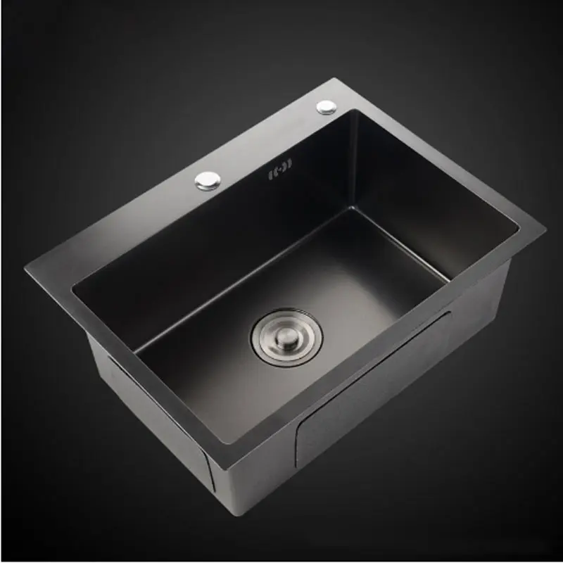 304 раковина из нержавеющей стали большая черная с одним слотом для кухни ручная
