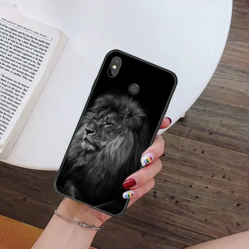 

Animals The Lion Black animal art Phone Case For Xiaomi Redmi note 7 8 9 t k30 max3 9 s 10 pro lite